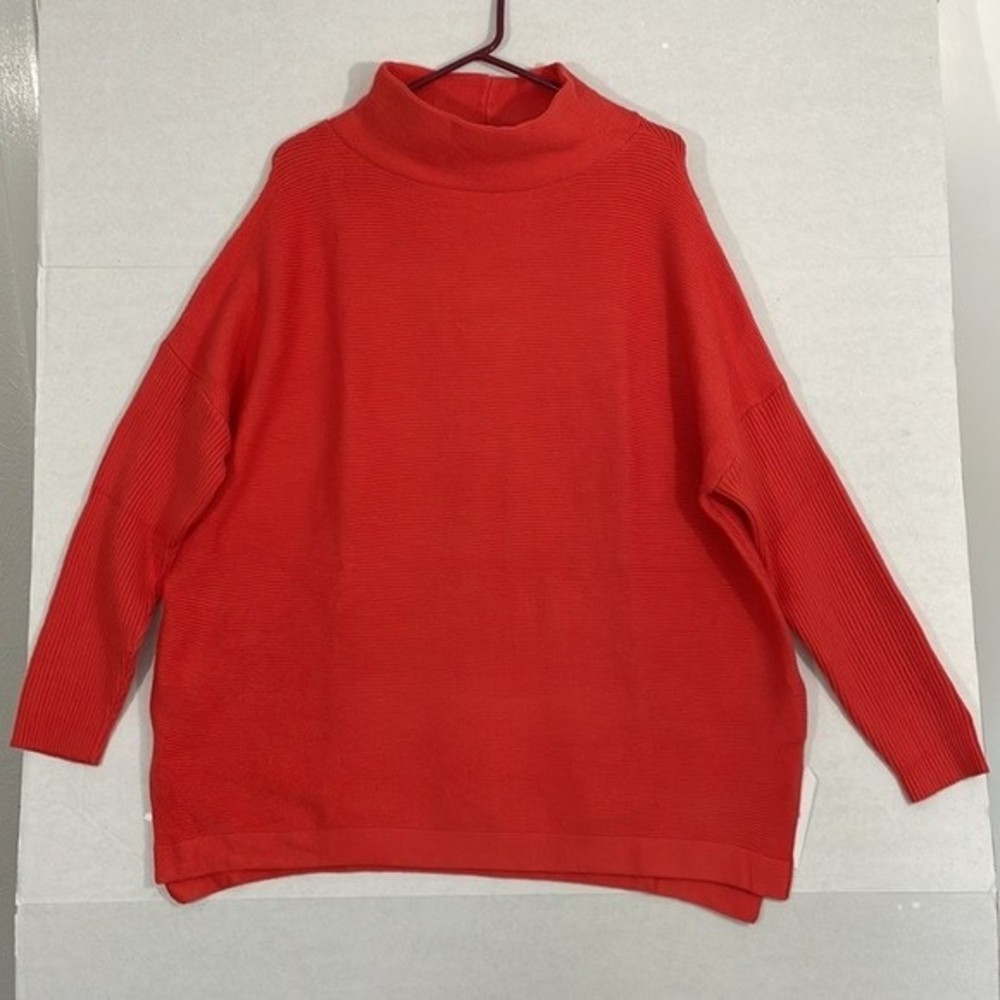 Lillusory Sweater NWT Oversized Mock Neck Soft Knit Split Hem Orange Large